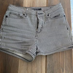 Black and white striped shorts
